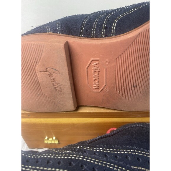 Allen Edmonds Spiaggia Shoes 7 Navy Blue Suede Leather Longwing Blucher Gumlite - Picture 9 of 15